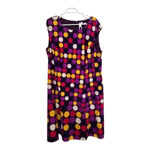 London Times Woman 22W Polka Dot A-Line Dress